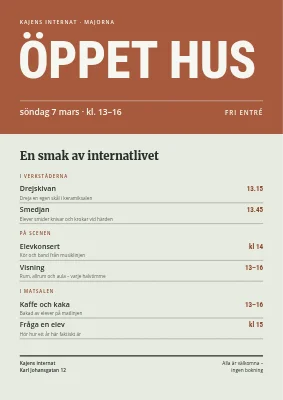 Öppet hus på internatskolan — affisch