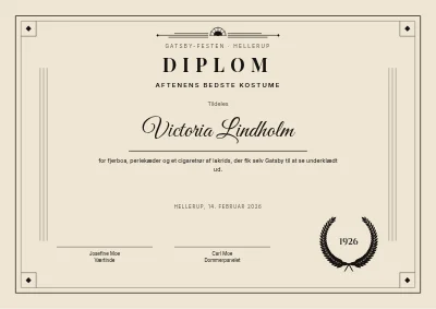 Diplom — bedste kostume til 20'er-festen
