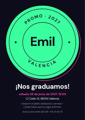 Fiesta de graduación — invitación con sello