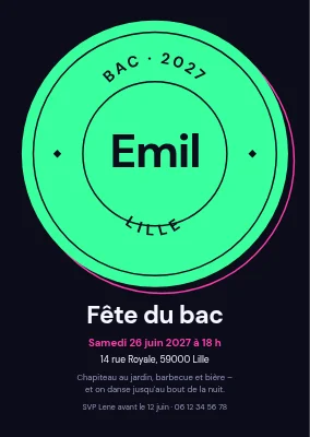 Fête de fin d’études — invitation avec sceau