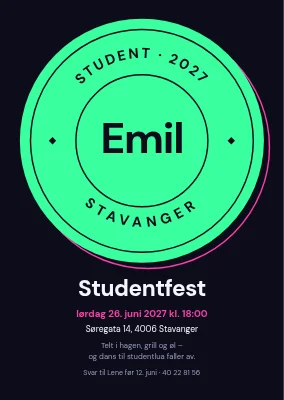 Studentfest — invitasjon med segl