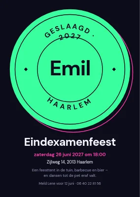 Afstudeerfeest — uitnodiging met zegel