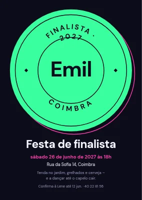 Festa de graduação — convite com selo