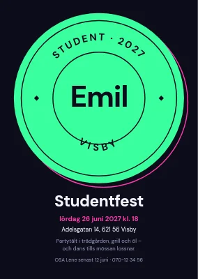 Examensfest — inbjudan med sigill