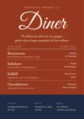 Verjaardagsdiner — uitnodiging als wijnkaart