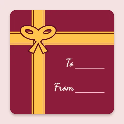 Gift box from above, to and from