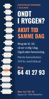 Dørplakat til kiropraktor — akut tid samme dag