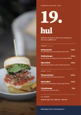 Golfklub — restaurantens menukort