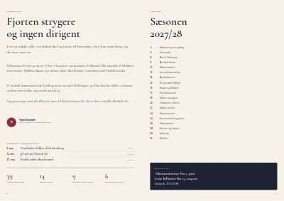 Side 2–3 af Sæsonprogram for kammerorkester – 32 sider