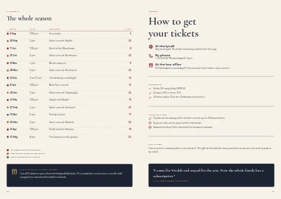 Pages 30–31 of Season programme for a chamber orchestra – 32 pages