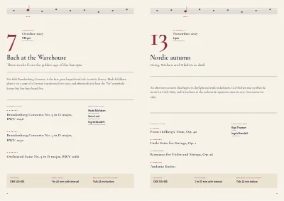 Pages 8–9 of Season programme for a chamber orchestra – 32 pages