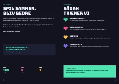 Side 2–3 af Sæsonprogram for e-sportsforening – 12 sider