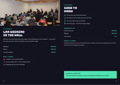 Pages 10–11 of Season programme for an esports club – 12 pages