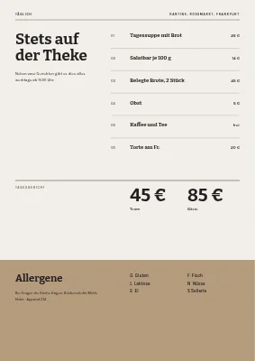 Seite 2 von Kantine — Wochenspeiseplan mit Kalenderwoche