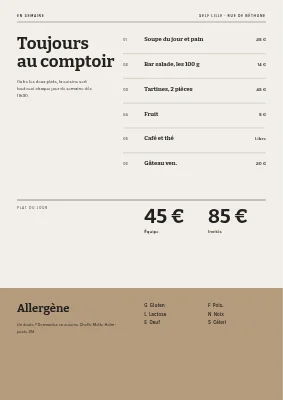 Page 2 de Cantine — menu de la semaine avec numéro de semaine