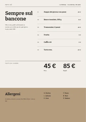 Pagina 2 di Mensa — menu settimanale con numero della settimana