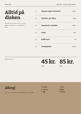 Side 2 av Kantine — ukemeny med ukenummer