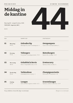 Kantine — weekmenu met weeknummer