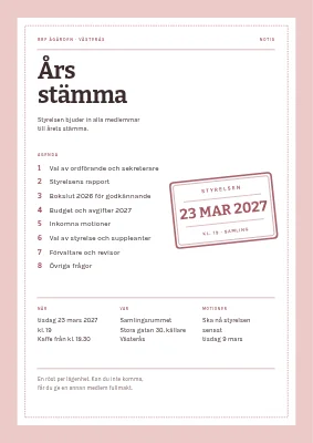 Årsstämma — bostadsrättsförening