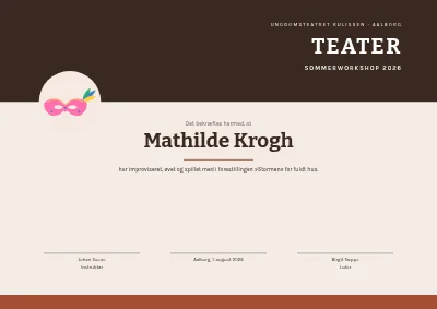 Deltagerbevis — teaterworkshop