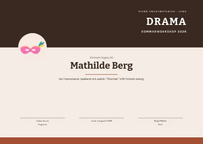 Deltagarbevis — dramaworkshop