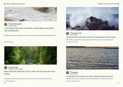 Pages 20–21 of Tourist guide to a Danish island – 64 pages