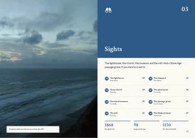 Pages 22–23 of Tourist guide to a Danish island – 64 pages