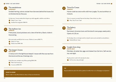 Pages 30–31 of Tourist guide to a Danish island – 64 pages