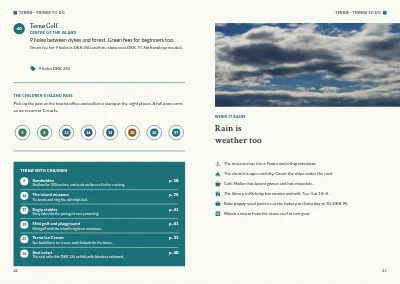 Pages 42–43 of Tourist guide to a Danish island – 64 pages