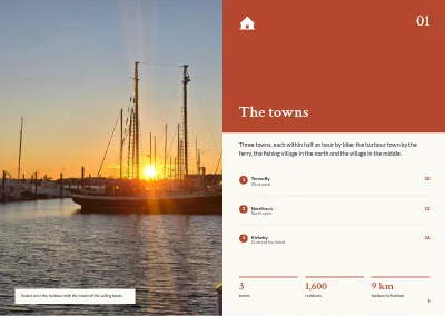 Pages 8–9 of Tourist guide to a Danish island – 64 pages