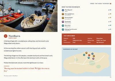 Pages 12–13 of Tourist guide to a Danish island – 64 pages