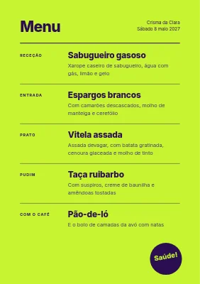 Página 2 de Menu de crisma — estampado de tulipas em lima néon
