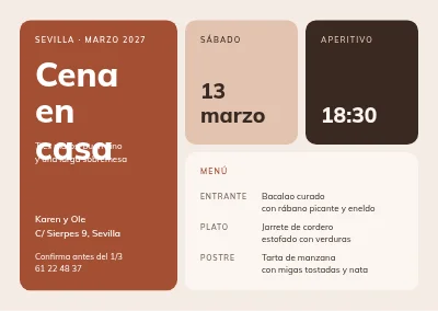 Invitación a cena — teselas bento