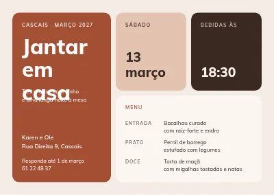 Convite para jantar — mosaicos bento