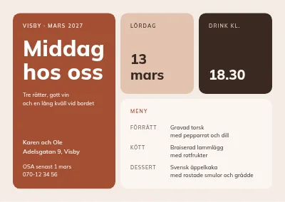 Middagsinbjudan — bentorutor