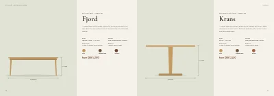 Pages 26–27 of Product catalogue for a furniture maker – 96 pages