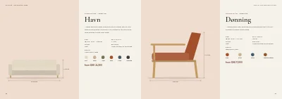 Pages 38–39 of Product catalogue for a furniture maker – 96 pages