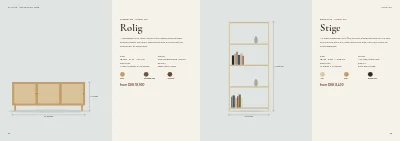 Pages 62–63 of Product catalogue for a furniture maker – 96 pages