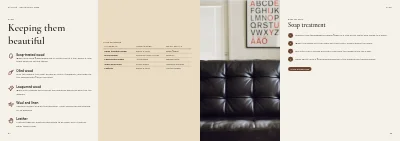 Pages 84–85 of Product catalogue for a furniture maker – 96 pages