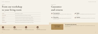 Pages 86–87 of Product catalogue for a furniture maker – 96 pages