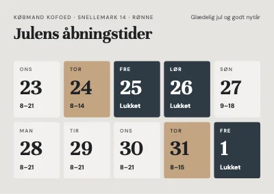 Julens åbningstider — kalender