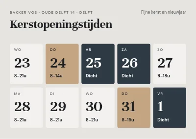 Kerstopeningstijden — kalender