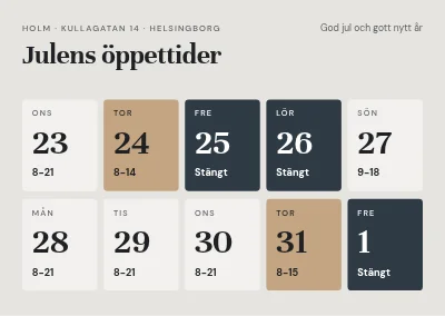 Julöppettider — kalender