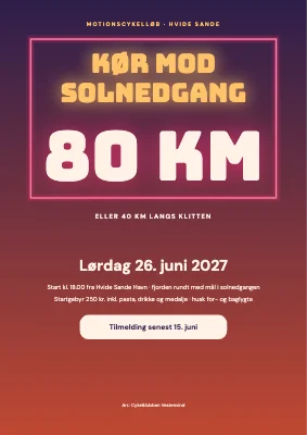 Motionscykelløb i solnedgang