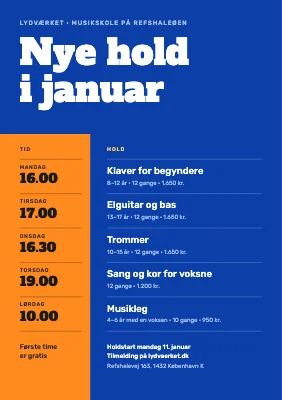 Musikskole — nye hold i januar