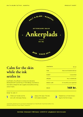 Product sheet — tattoo studio