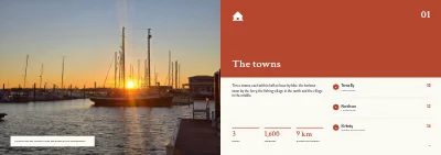 Pages 8–9 of Tourist guide to a Danish island – 64 pages
