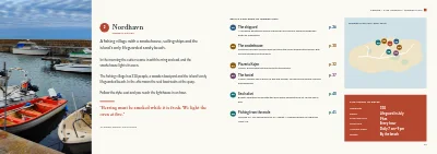 Pages 12–13 of Tourist guide to a Danish island – 64 pages