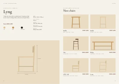 Pages 18–19 of Product catalogue for a furniture maker – 96 pages