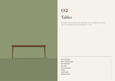 Pages 24–25 of Product catalogue for a furniture maker – 96 pages